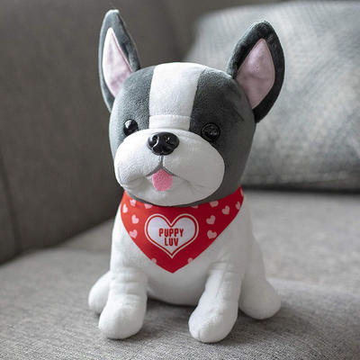 Custom Sitting Plush Toy Pups Bull Dog Stuffed Animal Doll