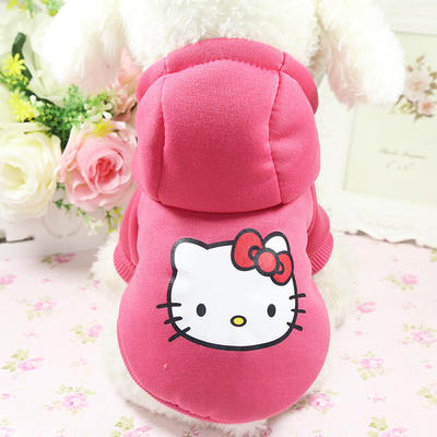 warm soft cute pet apparel winter clothes with hello kitty