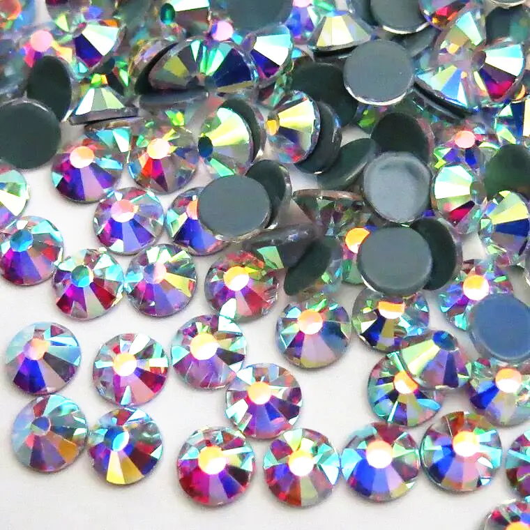 the most shiny loose flat back rhinestone hot fix professional supplier 16 cutting facets ss20 ab  with 8 big and 8 small